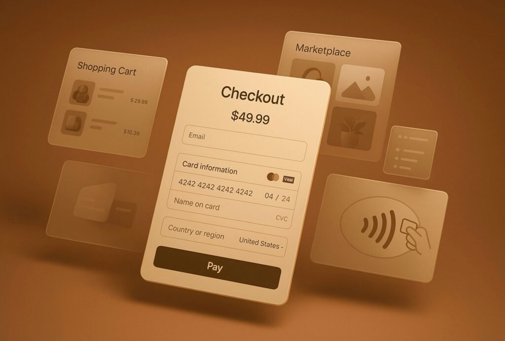 Online checkout screen showing payment processing details