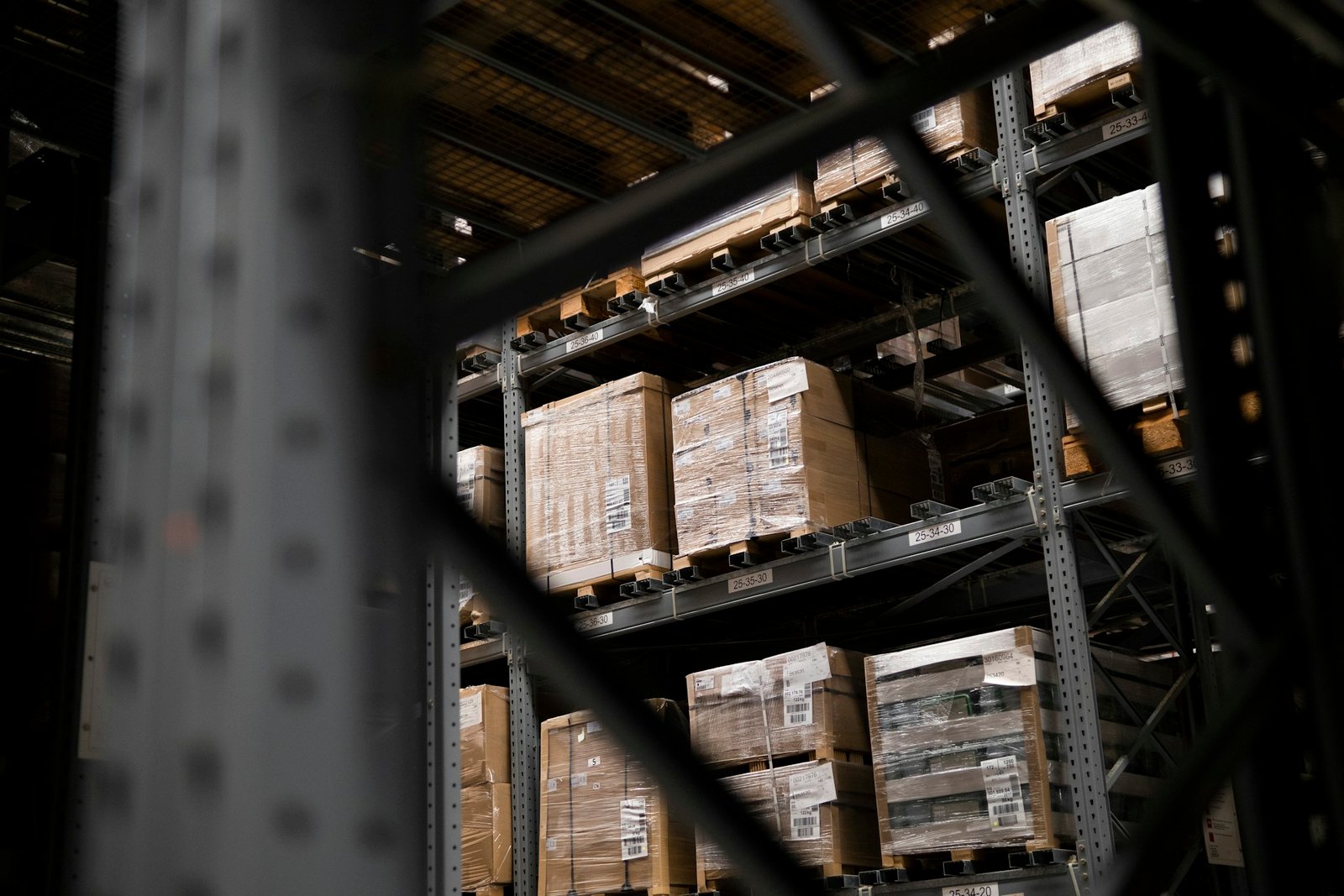 A warehouse full of many boxes and pallets